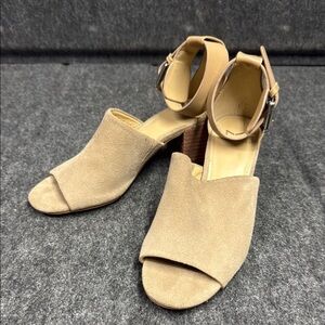Marc Fisher Tan Suede Heels with Ankle Strap